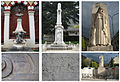 De gauche à droite : Monument au Docteur Bernard Niepce (en bas, détail signature), Monument aux morts d'Allevard (en bas, détail de la signature), détail du Monument aux morts de Vizille (en bas, vue d'ensemble).