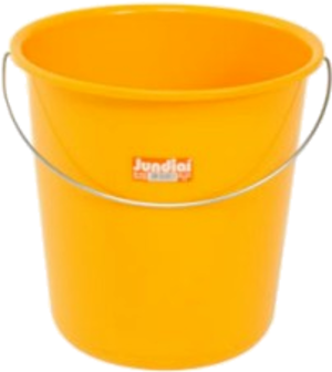 A plastic yellow bucket.