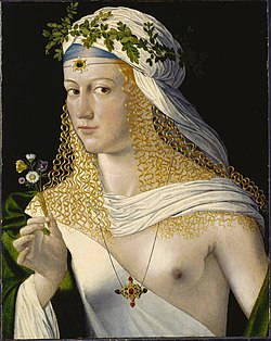 Portrait de femme par Bartolomeo Veneto (le tableau est traditionnellement considéré comme représentant Lucrèce Borgia).