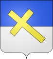 Blason d'Aimargues, dont la devise, également Fluctuat nec mergitur, s'applique à la croix y apparaissant.