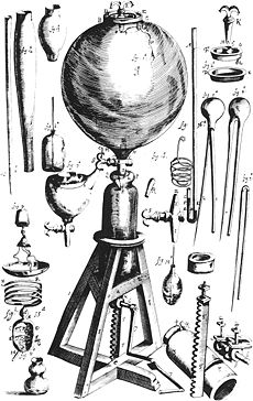 Robert Boyle's air-pump, used in the demonstration lectures of Pierre Poliniere. Boyle air pump.jpg
