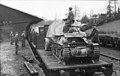 Германский воинский поезд в 1943 году. На переднем плане САУ Marder I