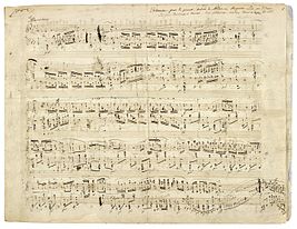 Partition de la « Polonaise héroïque » (1842), écrite de la main de son compositeur Frédéric Chopin. (définition réelle 3 496 × 2 643)