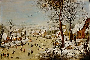 Winterlandschaft mit Eisläufern und Vogelfalle (Pieter Brueghel der Jüngere (fraglich))