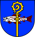 Pesce d'argento, alettato di rosso (stemma di Lauterach, Germania)