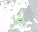 Mapa zobrazující Českou republiku v Evropě