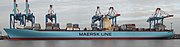 Die Edith Maersk, eines der längsten Containerschiffe der Welt und Schwesterschiff der Emma Maersk