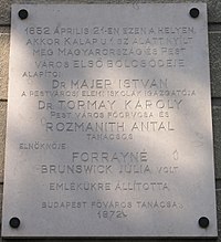 Magyarország első bölcsődéjének emléktáblája, Budapest V.