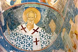 St Nicholas, the patron saint of Russian merchants. Fresco by Dionisius from the Ferapontov Monastery.