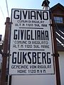 Givigliana (frazione di Rigolato, UD), cartello in friulano carnico, italiano e tedesco