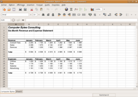 Скриншот программы Gnumeric