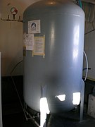 High pressure tank used to store hydrogen until needed.