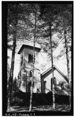 Historic American Buildings Survey, Stewart Rogers, Photographer January 23, 1934 EAST ELEVATION (FRONT). - Church of St. John-in-the-Wilderness, U.S. Route 25, Flat Rock, HABS NC,45-FLARO,1-1.tif