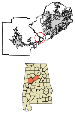 Location of Lake View in Jefferson County and Tuscaloosa County, Alabama.
