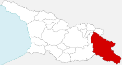 Map heichlichtin the historical region o Kakheti in Georgie