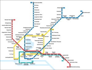 Схема лініяў Гамбурскага мэтрапалітэну