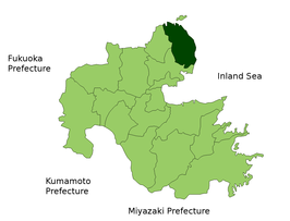 Situering van Kunisaki in de prefectuur Ōita