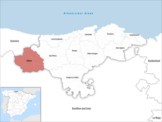 Die Lage der Comarca Liébana in der autonomen Gemeinschaft Kantabrien