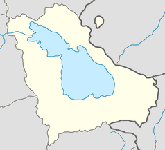 Mapa konturowa prowincji Gegharkunik, blisko lewej krawiędzi u góry znajduje się punkt z opisem „Sewan”