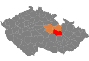 Lokasi daerah di kawasan Wilayah Pardubice dalam negara Republik Czech