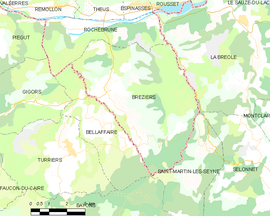 Mapa obce Bréziers
