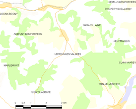 Mapa obce Lépron-les-Vallées