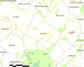 Mapa obce Allerey