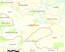 Carte de la commune de La Bazoche-Gouet.