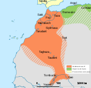 Extensión máxima del Sultanato Saadí (a finales del siglo XVI)