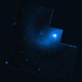 Hochaufgelöste Aufnahme der Spiralgalaxie NGC 5135, erstellt mithilfe des Hubble-Weltraumteleskops.