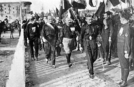 Mussolini en la marcha sobre Roma, 1922.