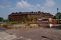 Exterior of the former ski lodge building, before it burned down.