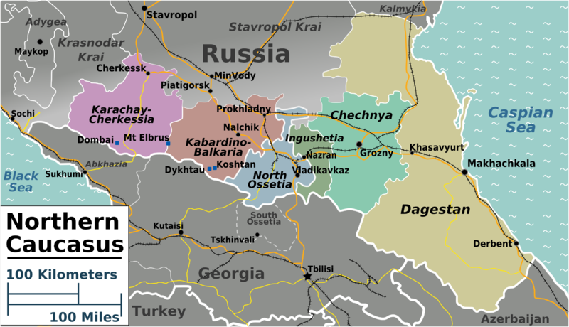North Caucasus regions map