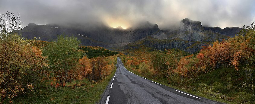 Road to Nusfjord in Lofoten, Norway