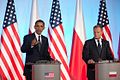 Le président des États-Unis Barack Obama rencontre le Premier ministre polonais Donald Tusk, à Varsovie, en mai 2011.