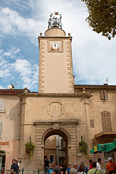 The 17th-century bell tower in the town centre of Peyrolles-en-Provence