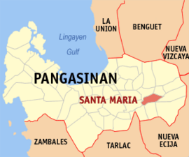 Santa Maria na Pangasinan Coordenadas : 15°58'50.99"N, 120°42'1.01"E