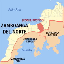 Leon B. Postigo na Zamboanga do Norte Coordenadas : 8°9'4.90"N, 122°55'27.85"E