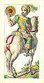 Cavallo di denari del mazzo di Ferdinando Gumppemberg.