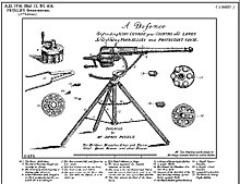 James Puckle's 1718 early autocannon was one of the first inventions required to provide a specification for a patent. Puckle gun advertisement.jpg