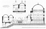 Sokollu-Mehmed-Pascha-Moschee Links: Grundriss, rechts: Schnitt
