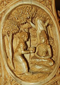 Sujata offering kheer to Buddha