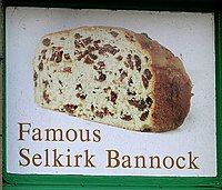 Een advertentie voor een variant van Schots sodabroad, Selkirk bannock