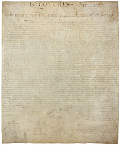 The original United States Declaration of Independence, by Thomas Jefferson et al.