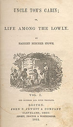 A Tamás bátya kunyhója 1852-es kiadásának borítója Hammatt Billings illusztrációjával