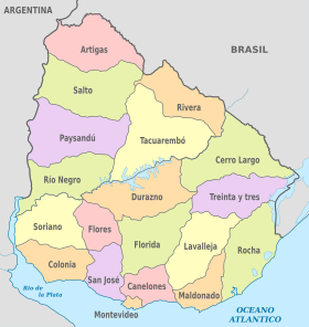 Karta Urugvajskih departmana