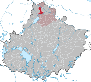 Poziția Warrenzin pe harta districtului Mecklenburgische Seenplatte