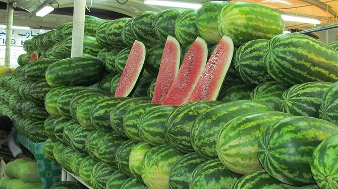 English: watermelon displayed for sale in the ...