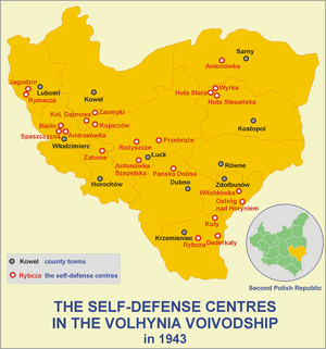 The self-defense centres in the Volhynia Voivodship in 1943
