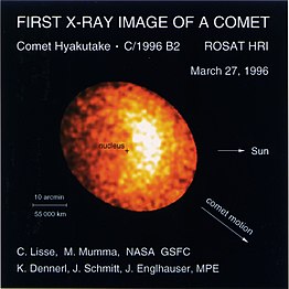 햐쿠타케 혜성의 핵을 ROSAT 인공위성이 엑스선으로 촬영한 모습.